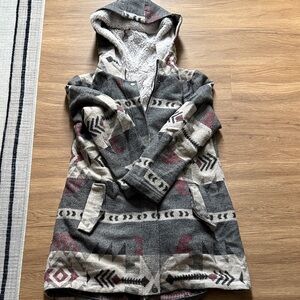 BB Dakota Gray and Cream Hooded Coat